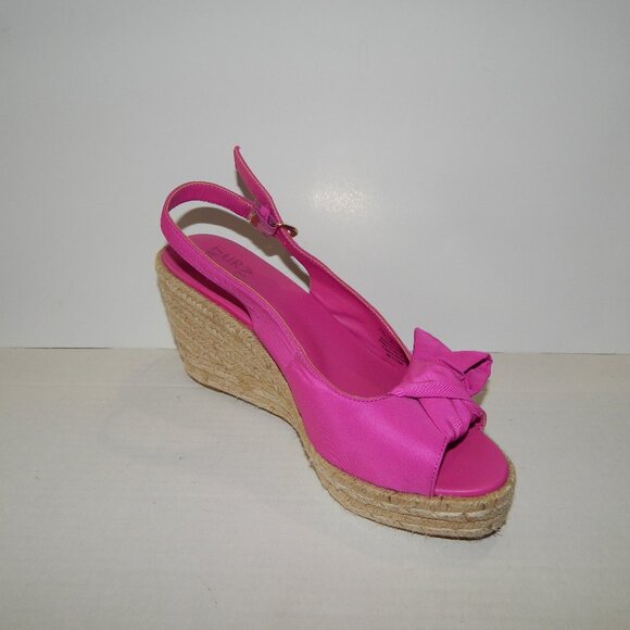 Naturalizer 8.5 M Pink Wedge Heel Strappy Fabric Sandal w Bow Accent - Bettina - Picture 1 of 9